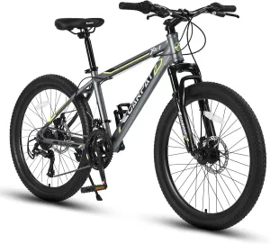 24 26 Inch Mountain Bike, Classic 21 Speeds V Brake Men Women Bicycle, Carbon Steel Mountain Bike for Adult Teens, Trail Beach Snow Commuter City Bikes, Prefect Gift Choice
