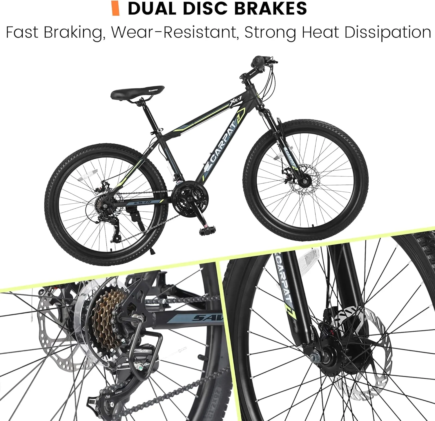 24 26 Inch Mountain Bike, Classic 21 Speeds V Brake Men Women Bicycle, Carbon Steel Mountain Bike for Adult Teens, Trail Beach Snow Commuter City Bikes, Prefect Gift Choice