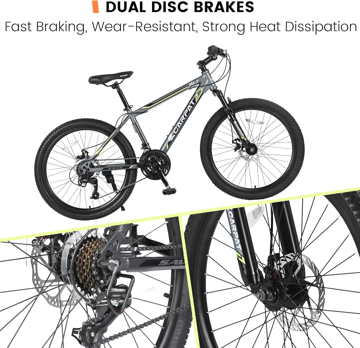 24 26 Inch Mountain Bike, Classic 21 Speeds V Brake Men Women Bicycle, Carbon Steel Mountain Bike for Adult Teens, Trail Beach Snow Commuter City Bikes, Prefect Gift Choice