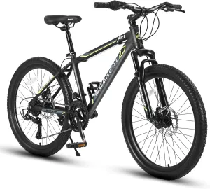 24 26 Inch Mountain Bike, Classic 21 Speeds V Brake Men Women Bicycle, Carbon Steel Mountain Bike for Adult Teens, Trail Beach Snow Commuter City Bikes, Prefect Gift Choice