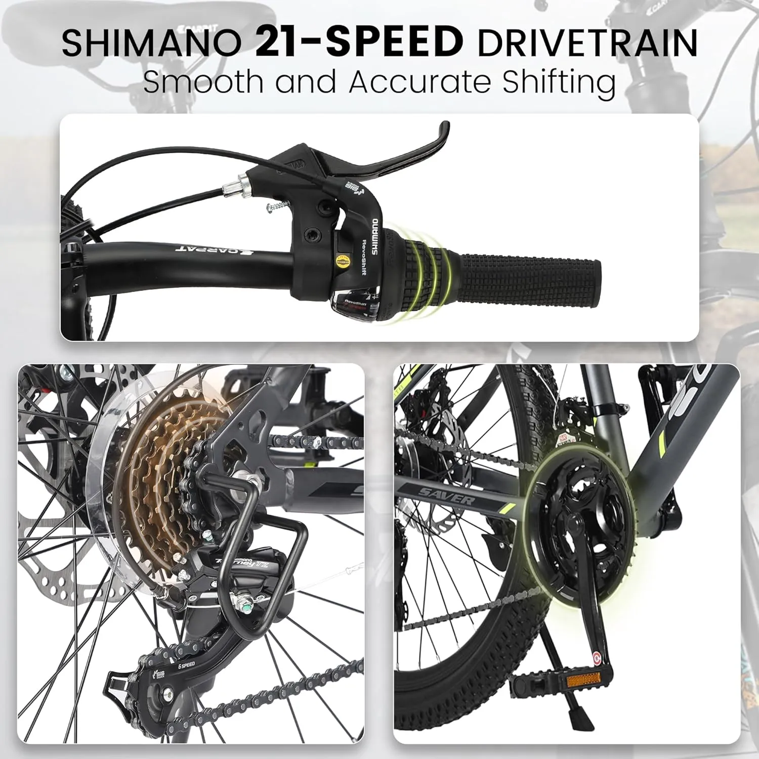 24 26 Inch Mountain Bike, Classic 21 Speeds V Brake Men Women Bicycle, Carbon Steel Mountain Bike for Adult Teens, Trail Beach Snow Commuter City Bikes, Prefect Gift Choice