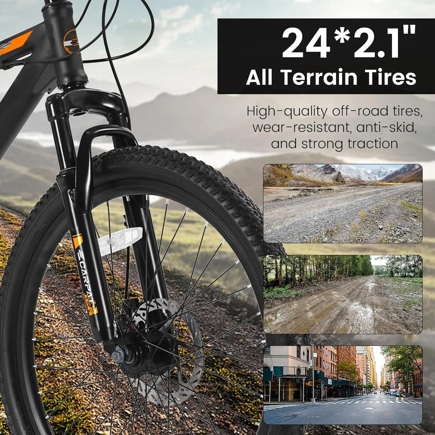 24 26 Inch Mountain Bike, Classic 21 Speeds V Brake Men Women Bicycle, Carbon Steel Mountain Bike for Adult Teens, Trail Beach Snow Commuter City Bikes, Prefect Gift Choice