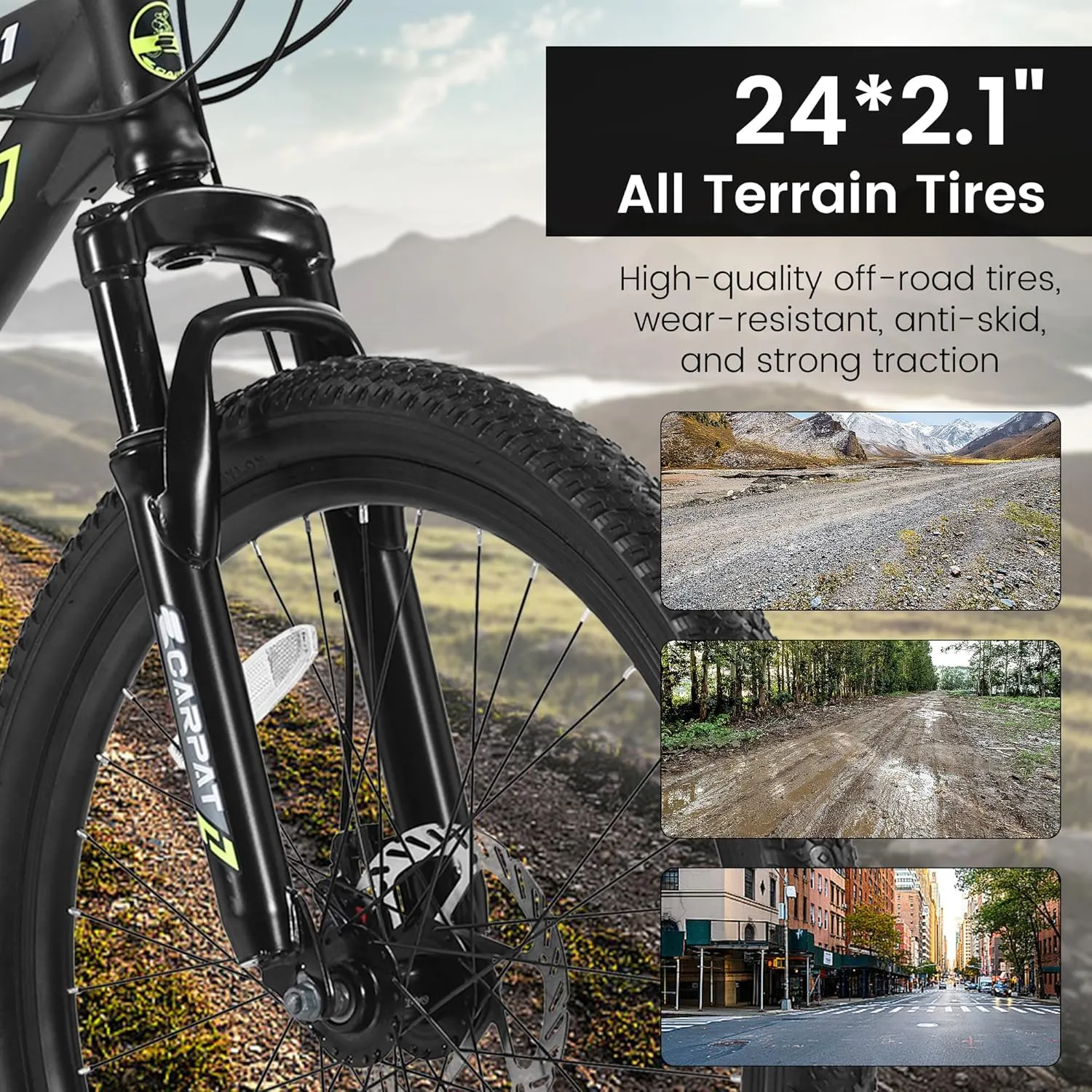 24 26 Inch Mountain Bike, Classic 21 Speeds V Brake Men Women Bicycle, Carbon Steel Mountain Bike for Adult Teens, Trail Beach Snow Commuter City Bikes, Prefect Gift Choice