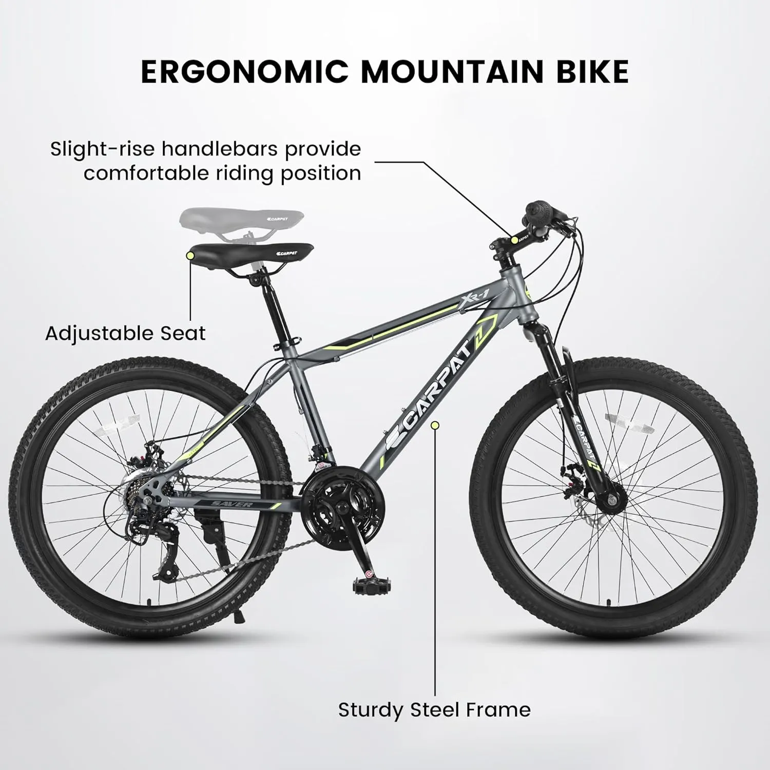 24 26 Inch Mountain Bike, Classic 21 Speeds V Brake Men Women Bicycle, Carbon Steel Mountain Bike for Adult Teens, Trail Beach Snow Commuter City Bikes, Prefect Gift Choice