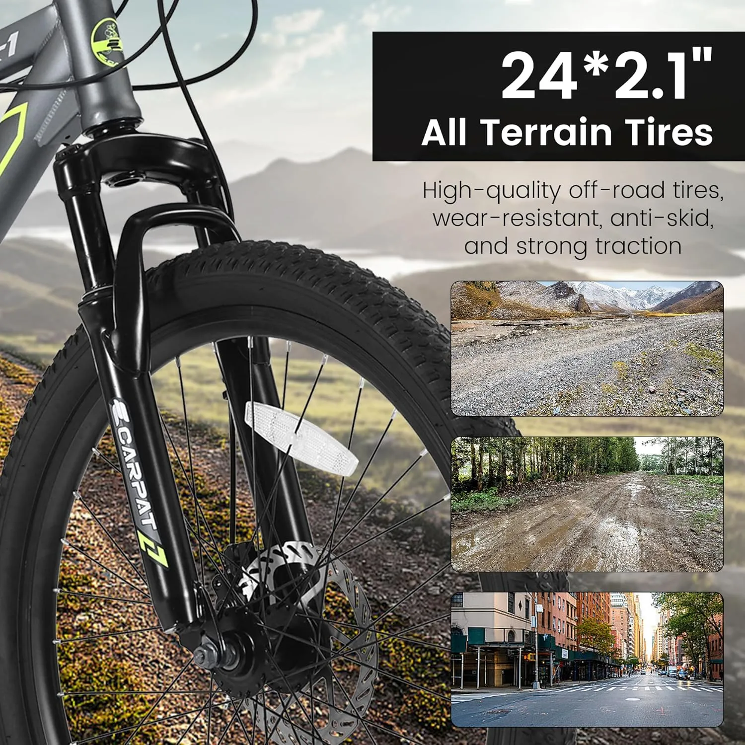 24 26 Inch Mountain Bike, Classic 21 Speeds V Brake Men Women Bicycle, Carbon Steel Mountain Bike for Adult Teens, Trail Beach Snow Commuter City Bikes, Prefect Gift Choice