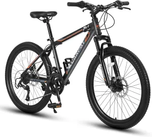 24 26 Inch Mountain Bike, Classic 21 Speeds V Brake Men Women Bicycle, Carbon Steel Mountain Bike for Adult Teens, Trail Beach Snow Commuter City Bikes, Prefect Gift Choice