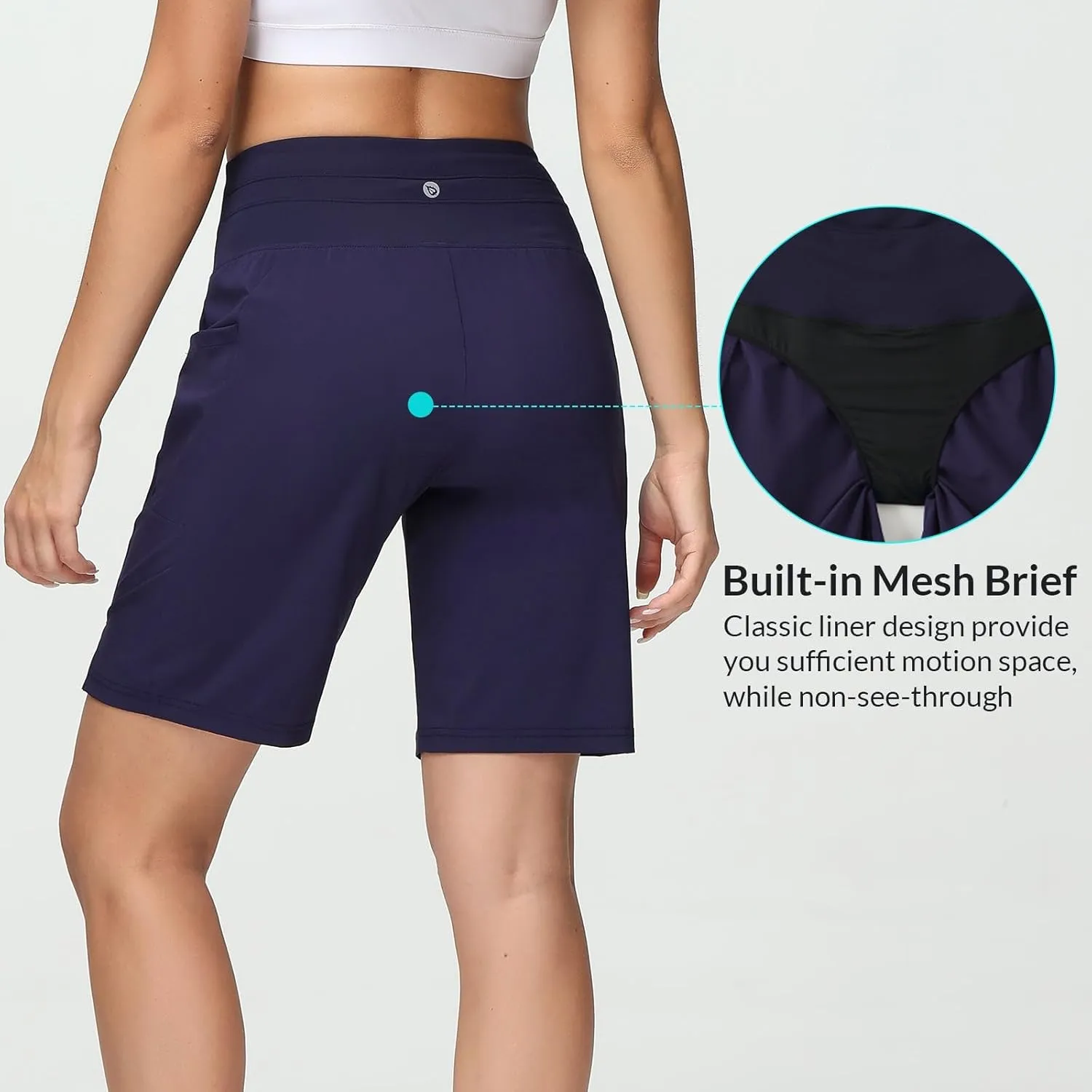 baleaf Women's 9" High Waisted Swim Board Shorts Quick Dry Swimsuits Bottoms with Drawstring