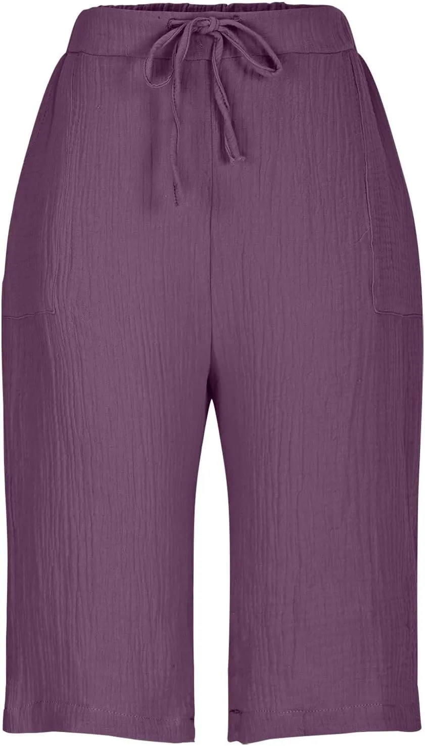 Bermuda Shorts for Women Knee Length Elastic Waist Drawstring Loose Wide Leg Shorts Summer Casual Beach Clothes 2025