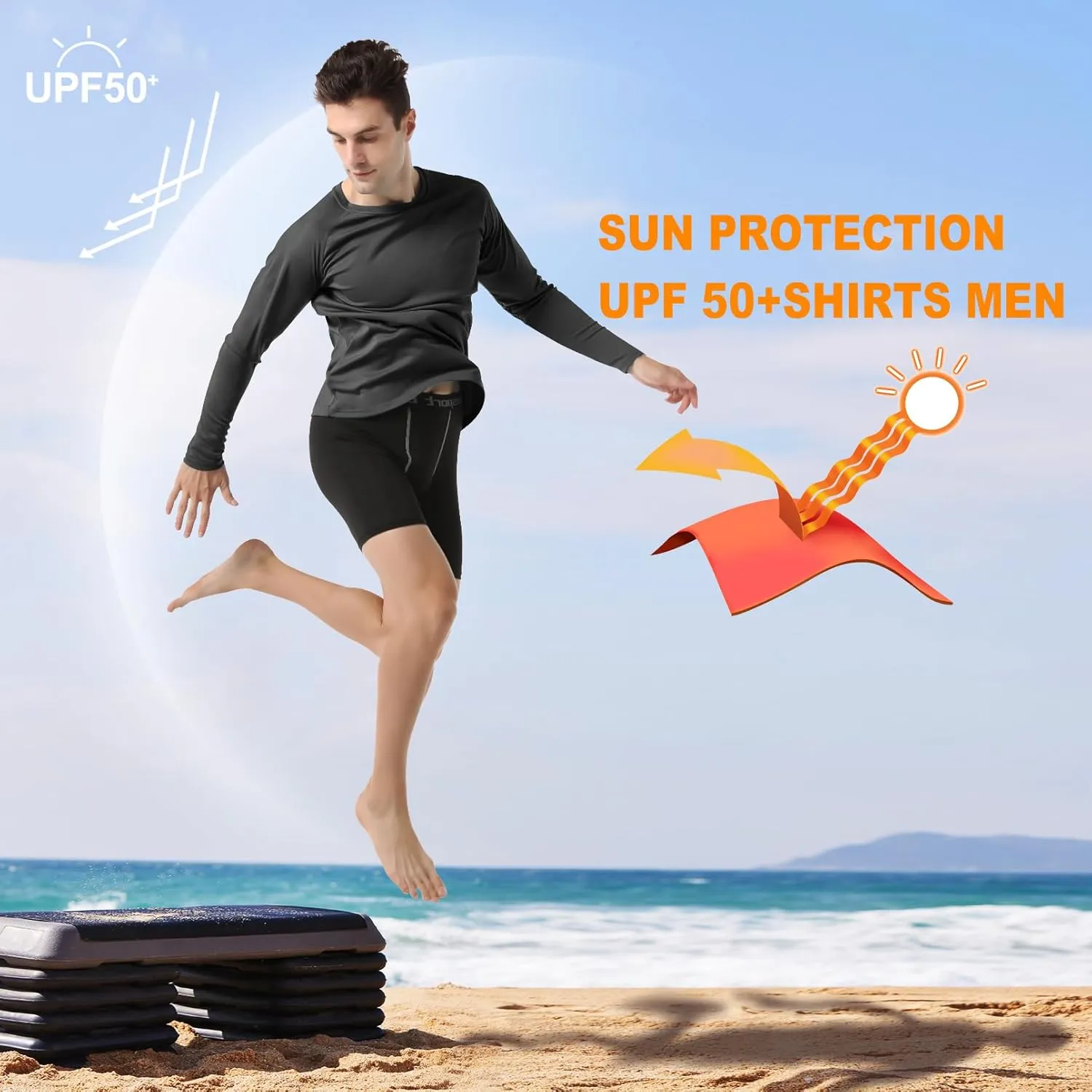 DAYOUNG Mens Zip Pullover UPF 50  Sun Protection Long Sleeve Hiking Fishing Outdoors Performance T-Shirt