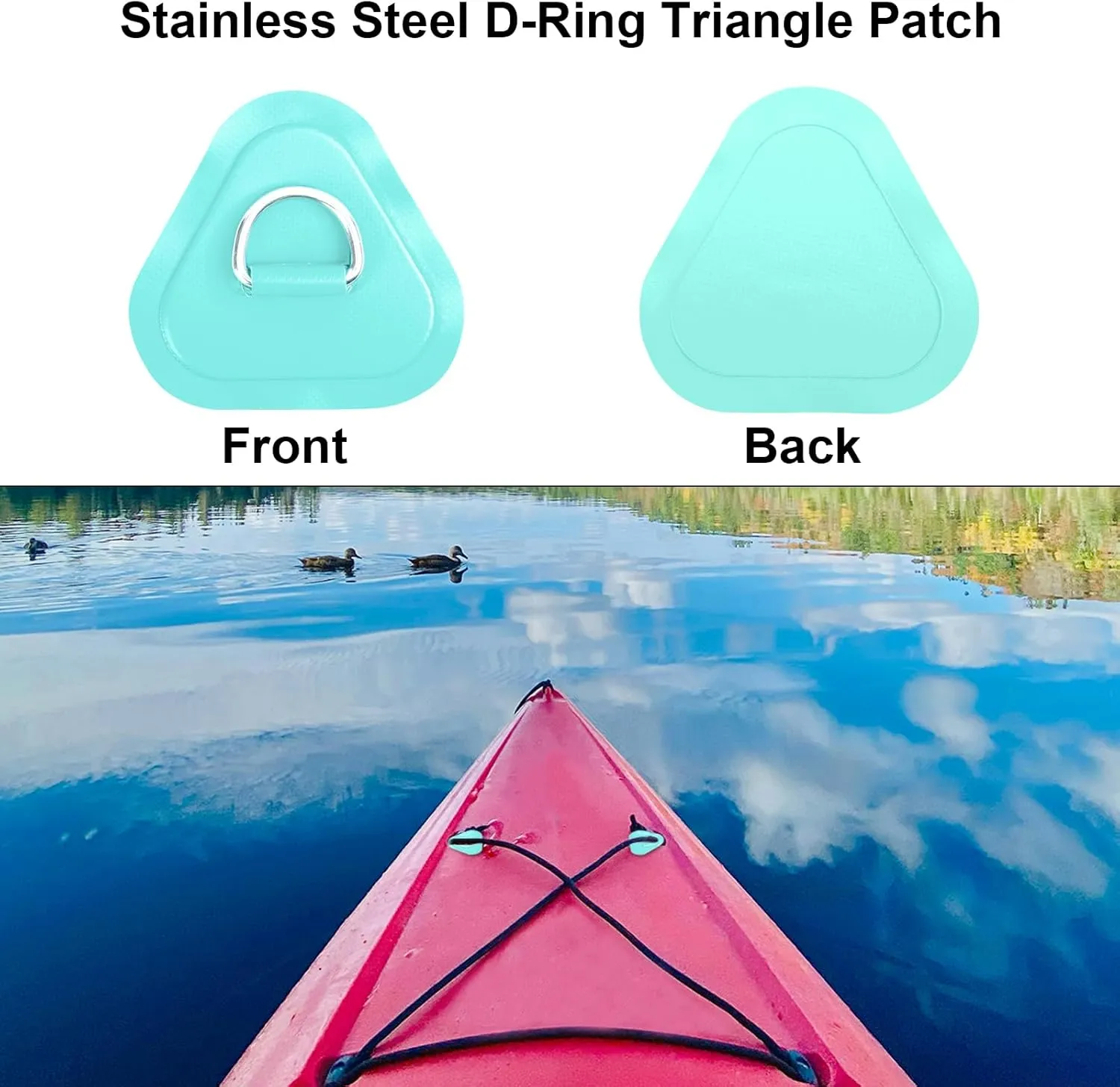 Goture 4Pcs D Ring Patches, PVC Stainless Steel Ring Pad/Patch for Inflatable Boat Paddle Board Surfboard Kayak Accessories, 4 Colors Available No Glue Include
