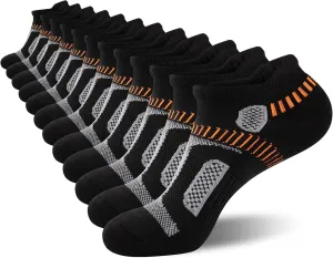 Heatuff Mens Athletic Ankle Socks Moisture Wicking Cushion Running Low Cut Sock 6 Pack
