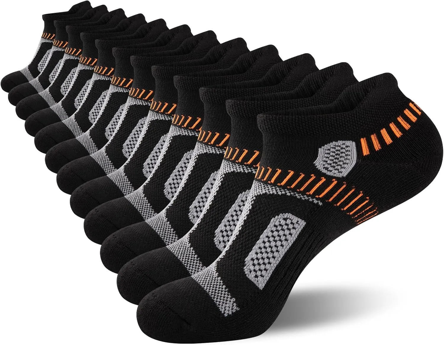 Heatuff Mens Athletic Ankle Socks Moisture Wicking Cushion Running Low Cut Sock 6 Pack