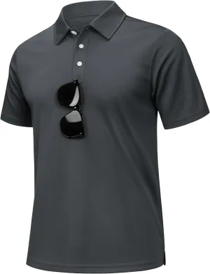KEFITEVD Men's Polo Shirts Short Sleeve Dry Fit Collared T-Shirt Athletic Performance Polos for Running Golf Tennis