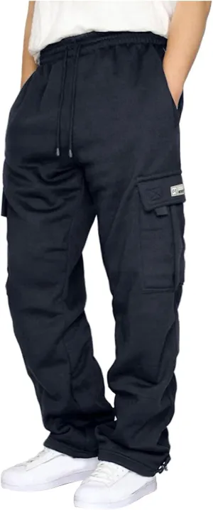 Mens Cargo Sweatpants Plus Size Baggy Jogger Sweatpants Drawstring Open Leg Big and Tall Workout Pants with Pockets