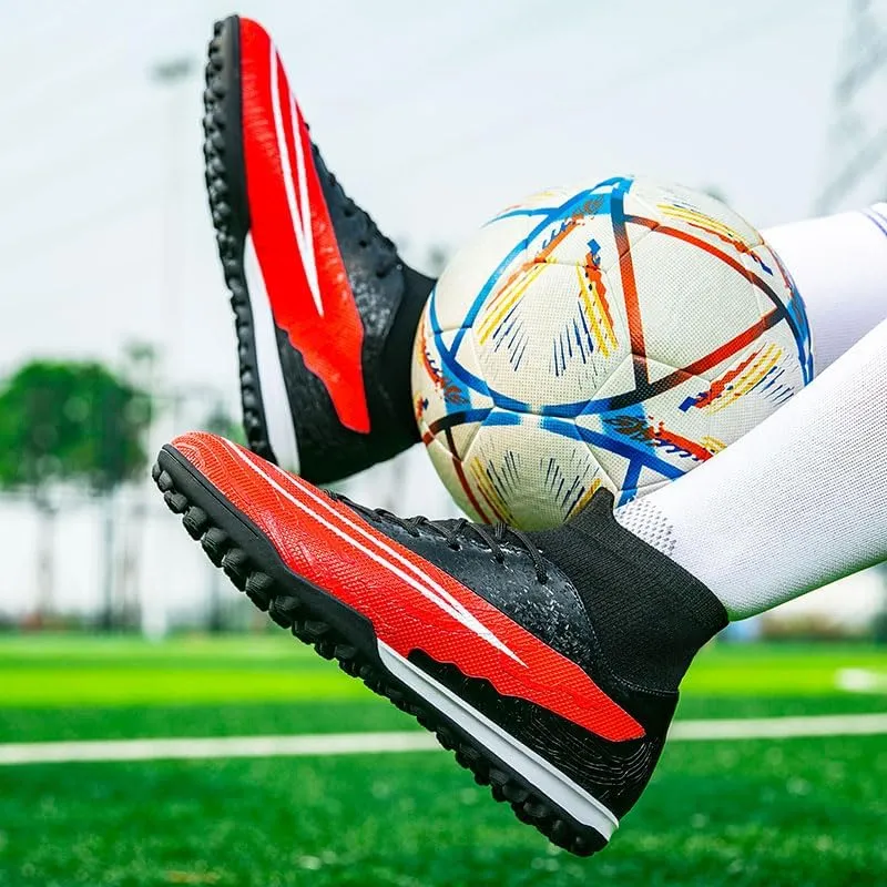 Mens Soccer Shoes Cleats Football Boots Professional Training Outdoor Indoor Sneaker High-Top Spike Breathable Athletic