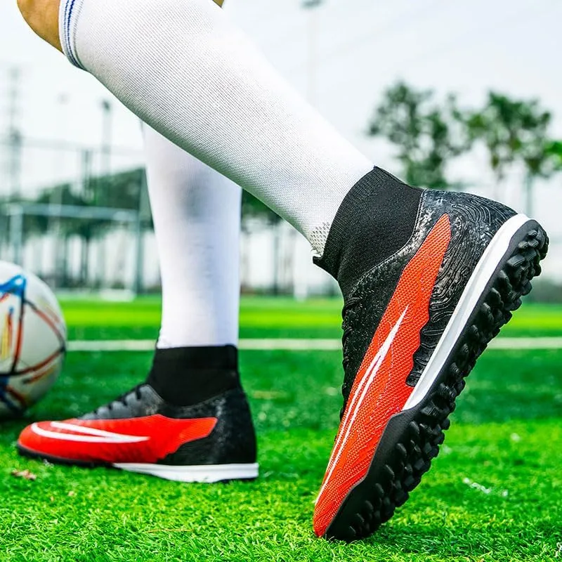 Mens Soccer Shoes Cleats Football Boots Professional Training Outdoor Indoor Sneaker High-Top Spike Breathable Athletic