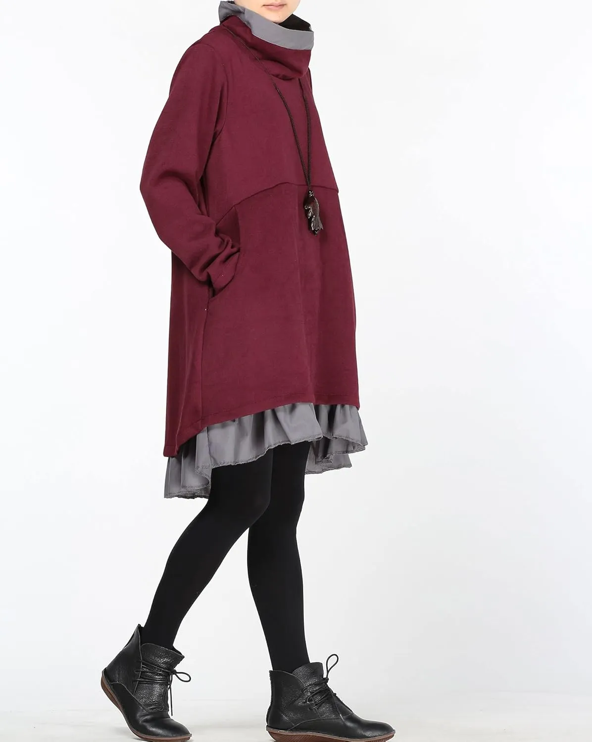 Minibee Women's Oversized Sweatshirt Dress Turtleneck Long Sleeve Tunic Tops Swing Dresses with Pockets