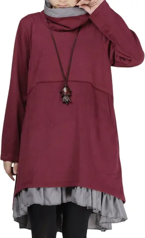 Minibee Women's Oversized Sweatshirt Dress Turtleneck Long Sleeve Tunic Tops Swing Dresses with Pockets
