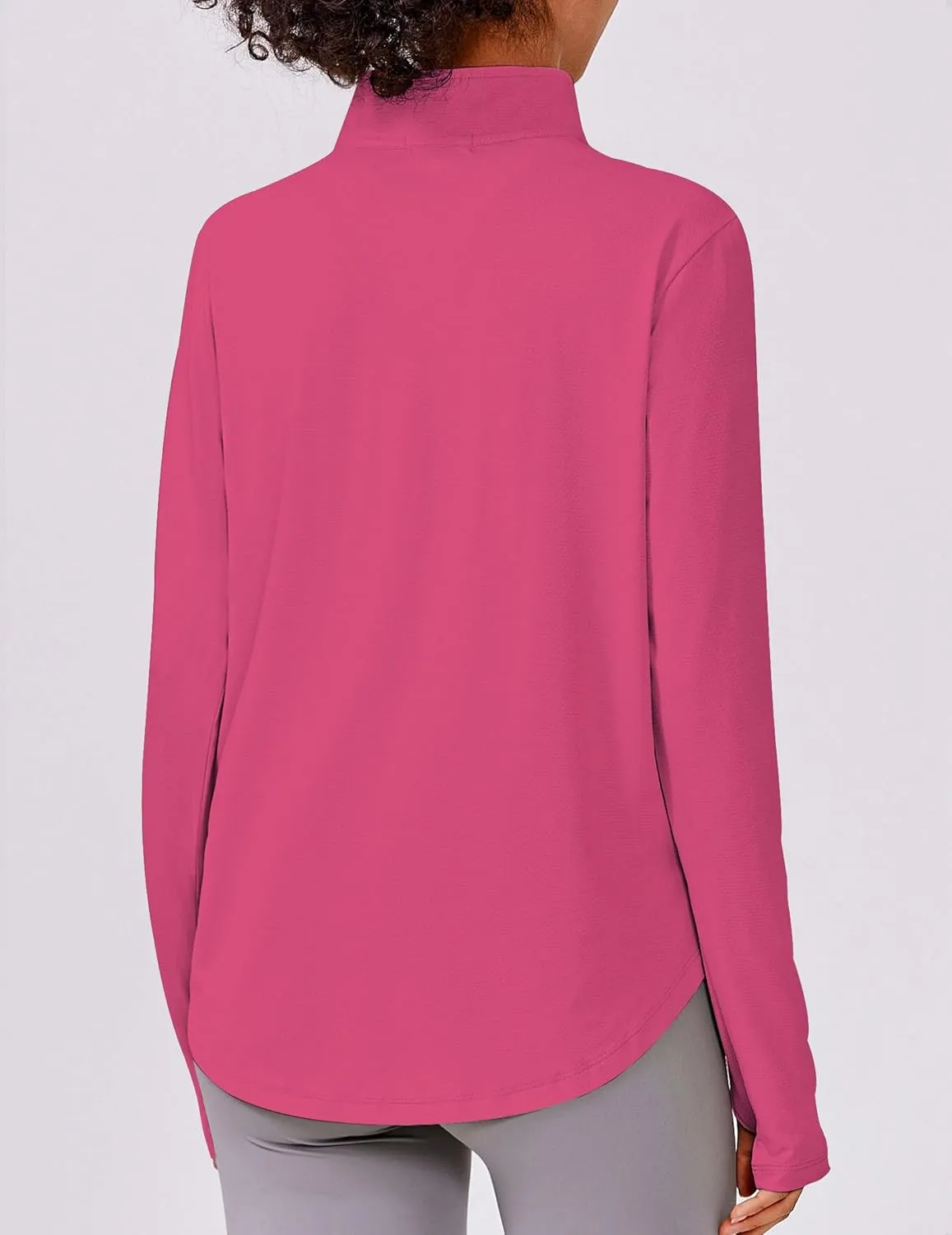 PINSPARK Long Sleeve Workout Tops for Women UPF 50  Sun Shirts Half Zip Quick Dry Hiking Athletic Running Fishing Shirts