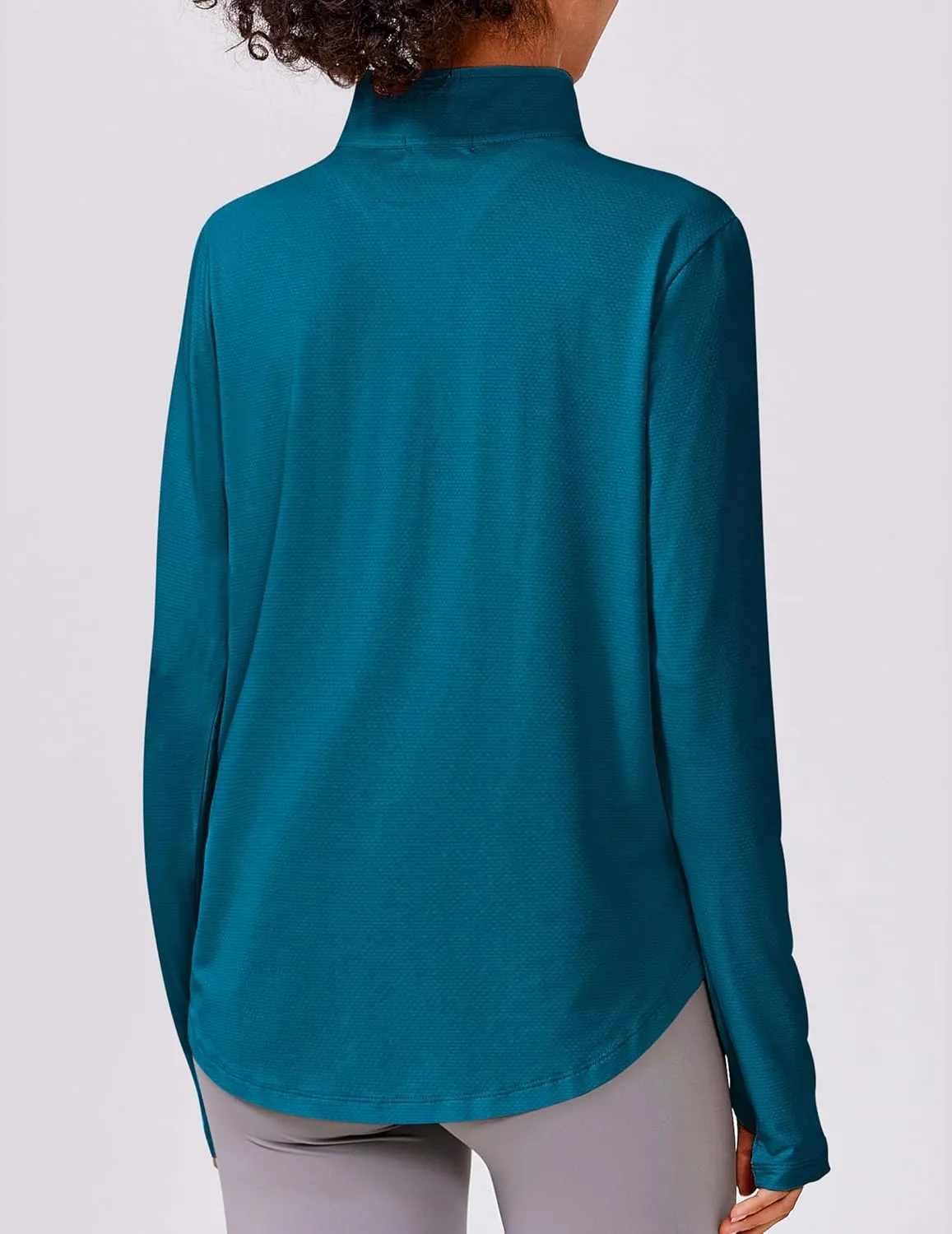 PINSPARK Long Sleeve Workout Tops for Women UPF 50  Sun Shirts Half Zip Quick Dry Hiking Athletic Running Fishing Shirts