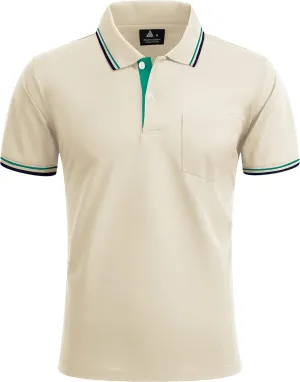 Polo Shirts for Men Short Sleeve Golf Polo with Pockets Moisture Wicking Tennis Shirt Summer Polo T-Shirts