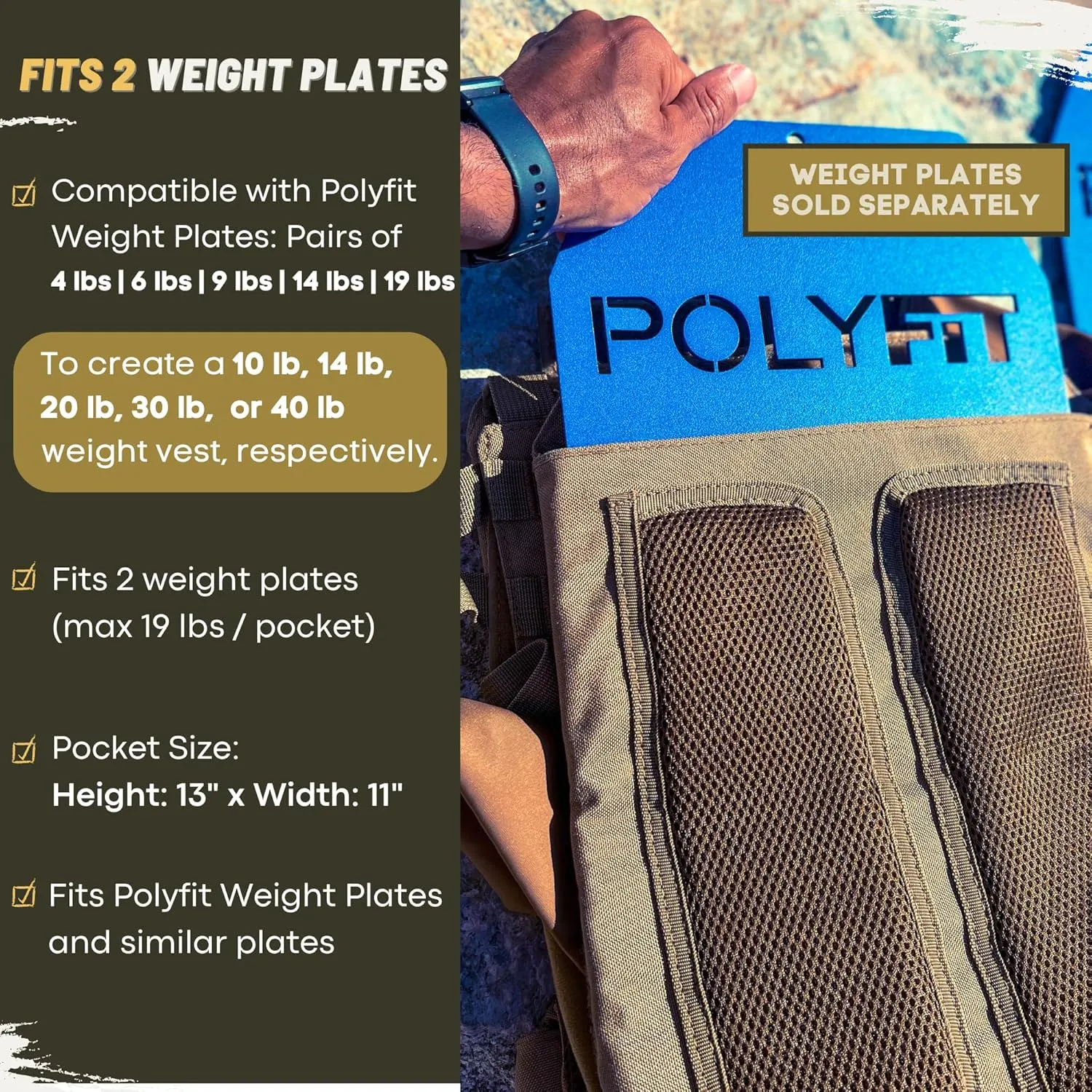 POLYFIT (Fortify) Weighted Vest for Strength and Endurance Training, Rucking, Fitness Workouts, Running, WODs