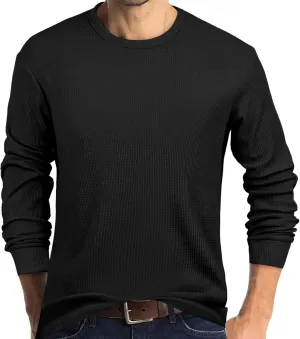 PrettyGuide Men's Long Sleeve Waffle Shirts Casual Lightweight Crewneck Thermal Undershirts Pullover Tops