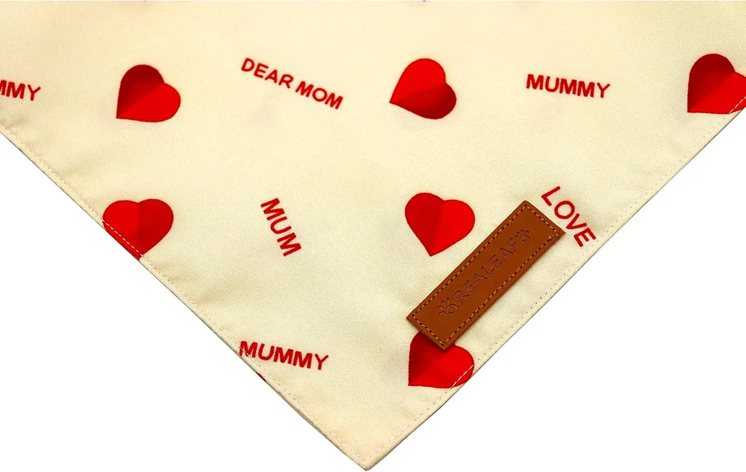 Realeaf Mothers Day Dog Bandanas 2 Pack, Reversible I Love My Mom Pet Scarf for Boy and Girl, Premium Durable Fabric, Valentines Day Bandana for Small Medium Large and Extra Large Dogs (X-Large)