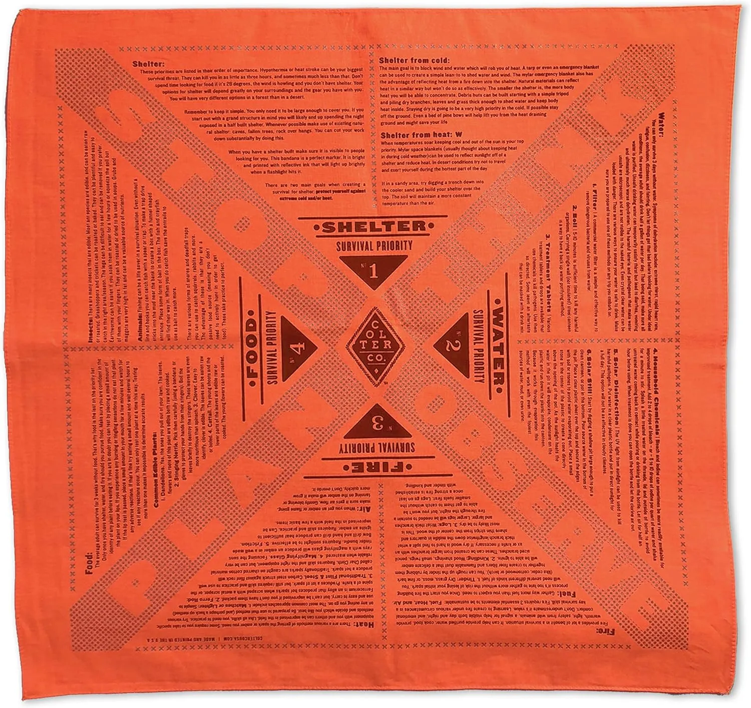 Stayin' Alive Reflective Survival Bandana - 100% Cotton & Unique Bandanas - Made In The USA - Orange