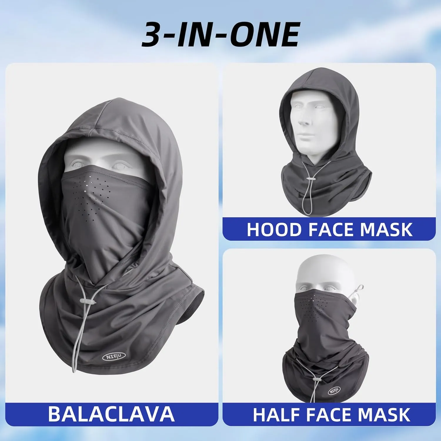 Summer Balaclava Face Mask with Breathable Holes Sun Face Shield UV Protection Full Head Mask for Men Women Fishing Cycling
