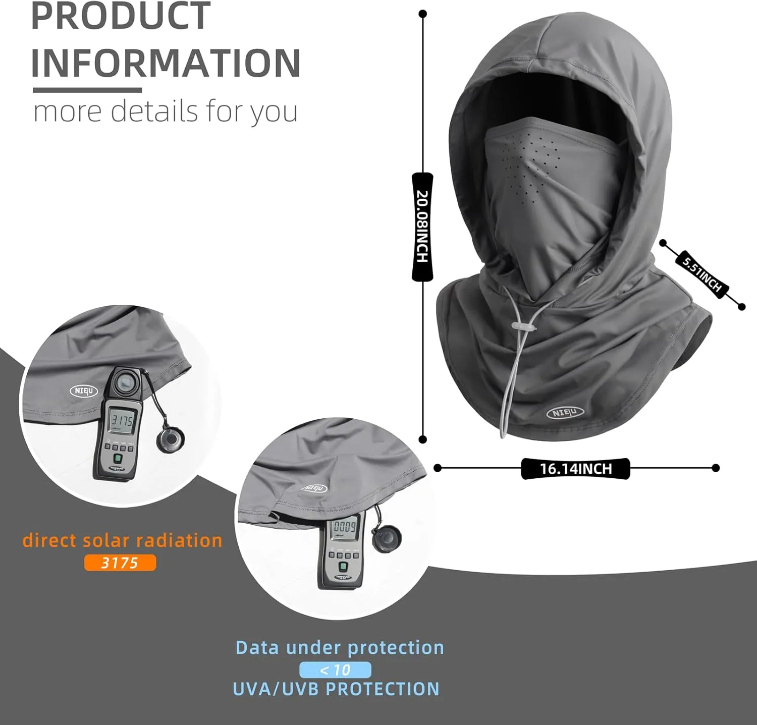 Summer Balaclava Face Mask with Breathable Holes Sun Face Shield UV Protection Full Head Mask for Men Women Fishing Cycling