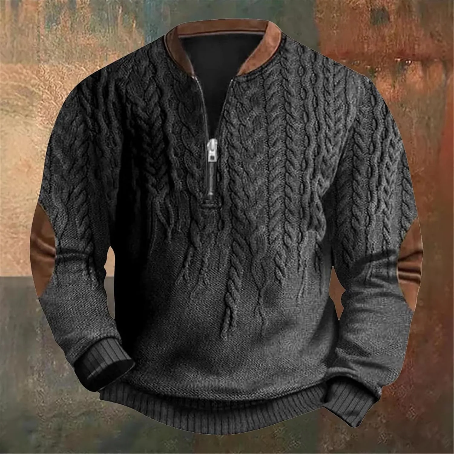 Sweatshirts for Men 2025 Vintage Stand Collar Pullover Casual Thermal Loose Fit Button Up Pullovers Henley Shirt Men