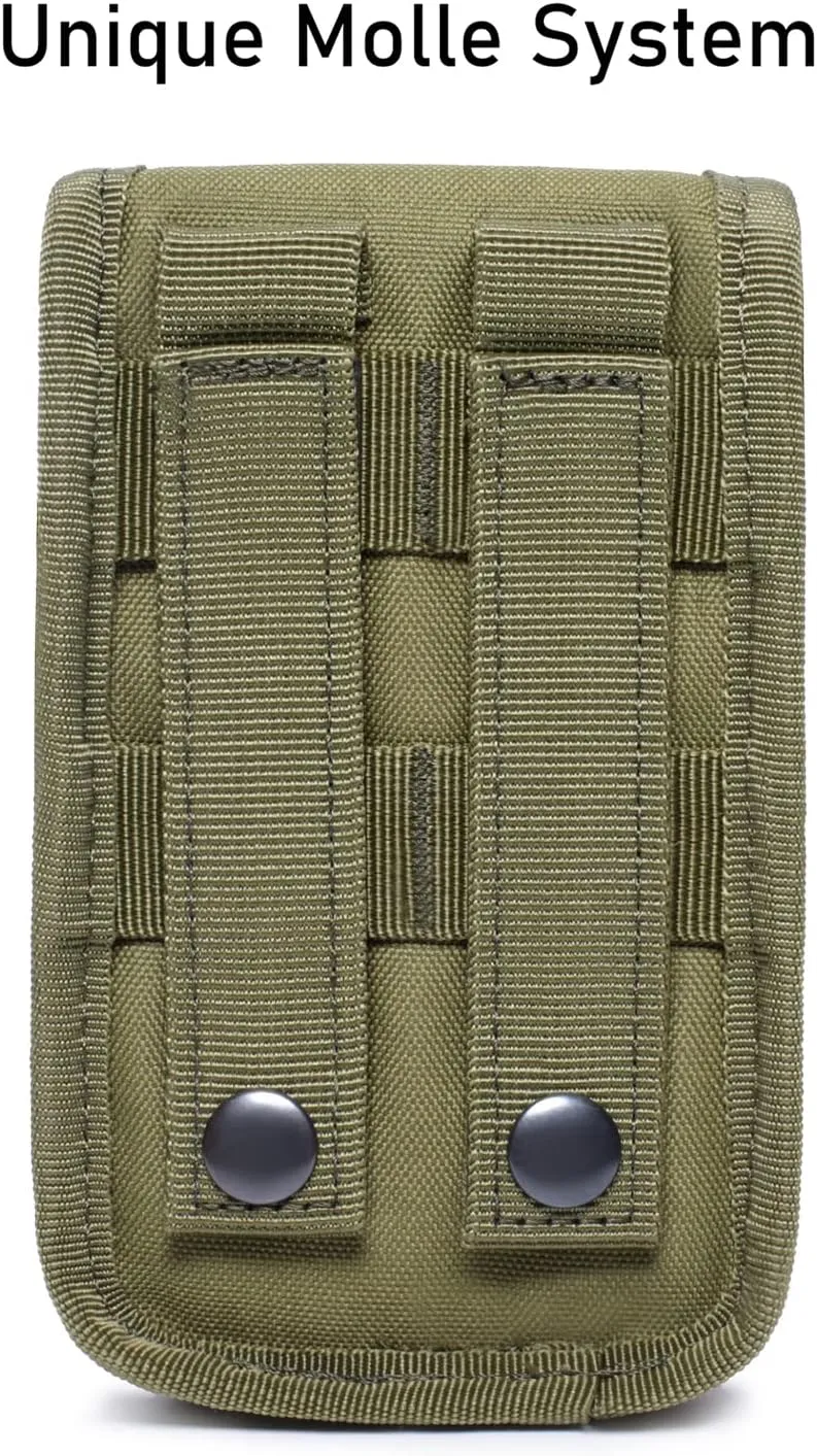 Tactical Molle Phone Pouch EDC Cellphone Holder Smartphone Case Organizer Bag with US Flag Patch & Molle Key Ring