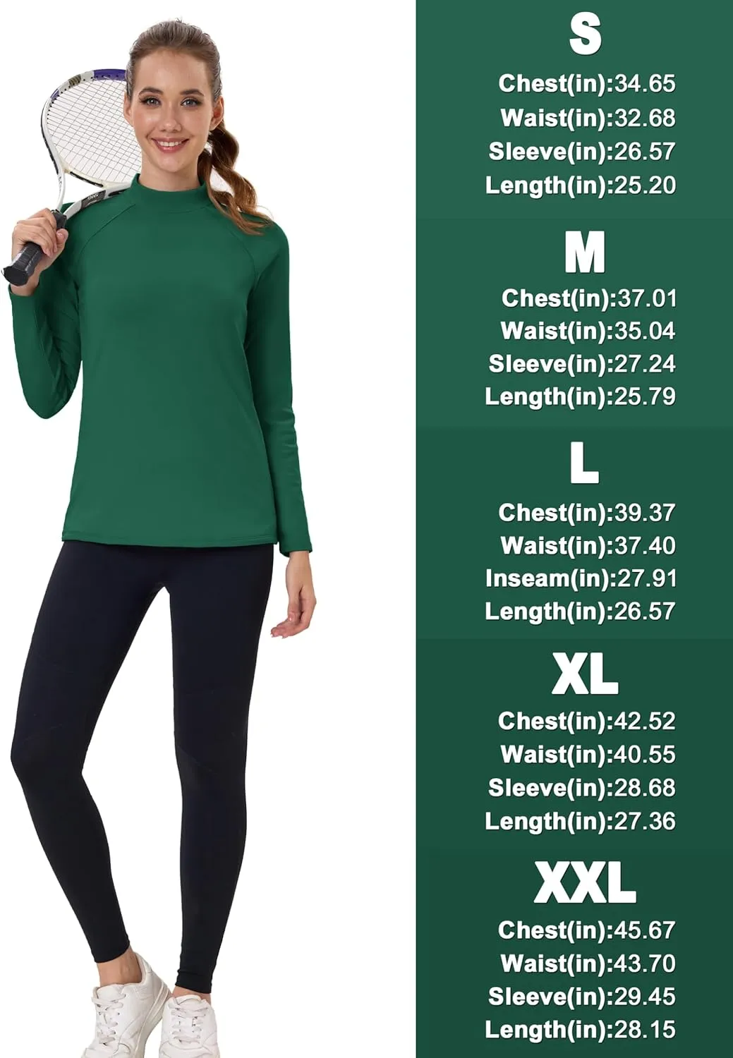 TACVASEN Women's Thermal Shirts Mock Turtleneck Fleece Lined Long Sleeve Underwear Water Resistant Athletic Base Layer