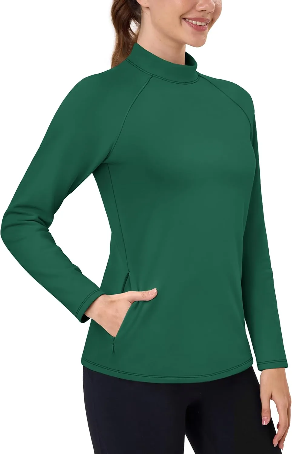 TACVASEN Women's Thermal Shirts Mock Turtleneck Fleece Lined Long Sleeve Underwear Water Resistant Athletic Base Layer