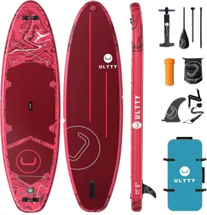 U ULTTY 11'635" Super Wide Inflatable Paddle Board, Ultra Stable Stand Up Paddleboards for 450lb/3 People/Family/Big Size w/Shoulder Strap, 100L Backpack, All-Round Sup Board, US Fin